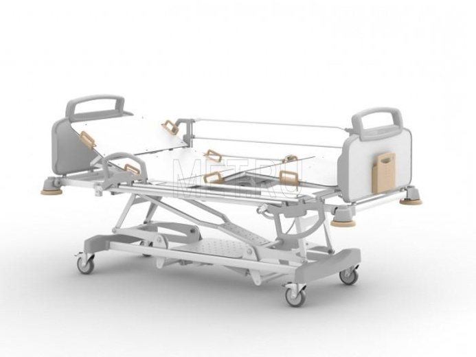 OPTIMAL SUPER (ширина ложа 800 мм) Четырёхсекционная кровать с электроприводными регулировками положения секций, высоты и наклона ложа, с дополнительно регулируемым подголовником на растомате
