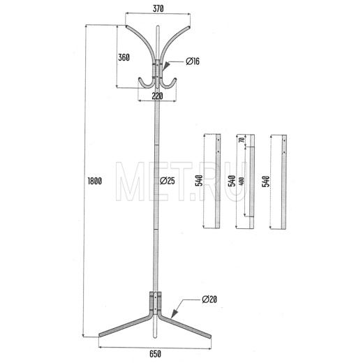 М170 Вешалка напольная (каркас металлик) MET